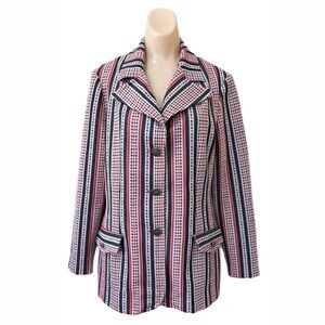 Jack Winter Stripe Blazer Americana Preppy Leisure Suit Vintage 70s Houndstooth